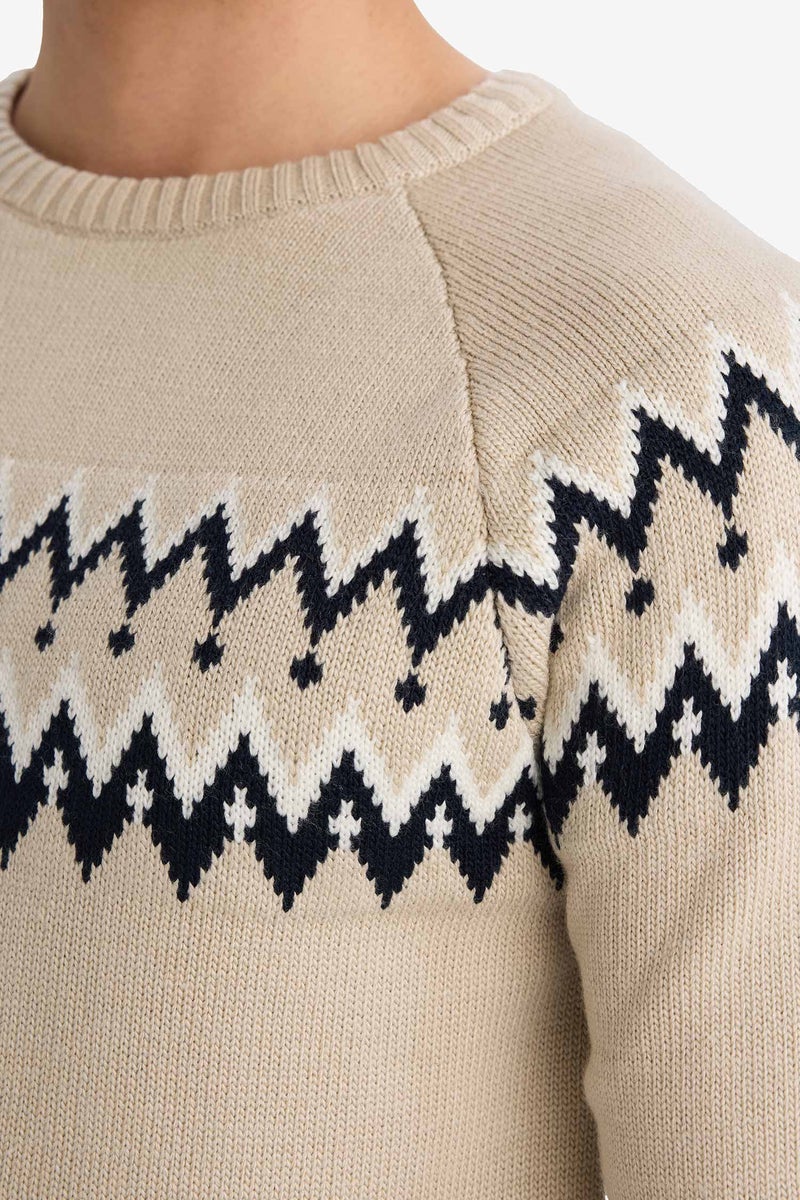 DeFacto Beige Man Standard Fit Crew Neck Knitwear Pullover Casual - Image 4